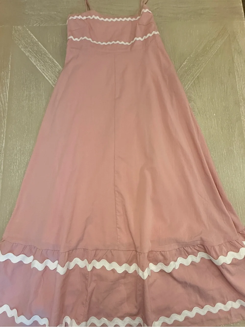 Women’s Pink Maxi Skirt with White Trim